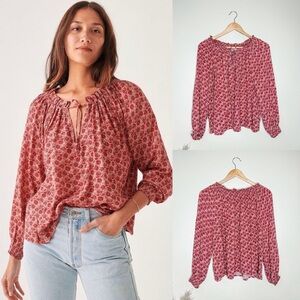 Faherty | Boho Floral Print Emery Blouse in Granita Theodora Floral Red